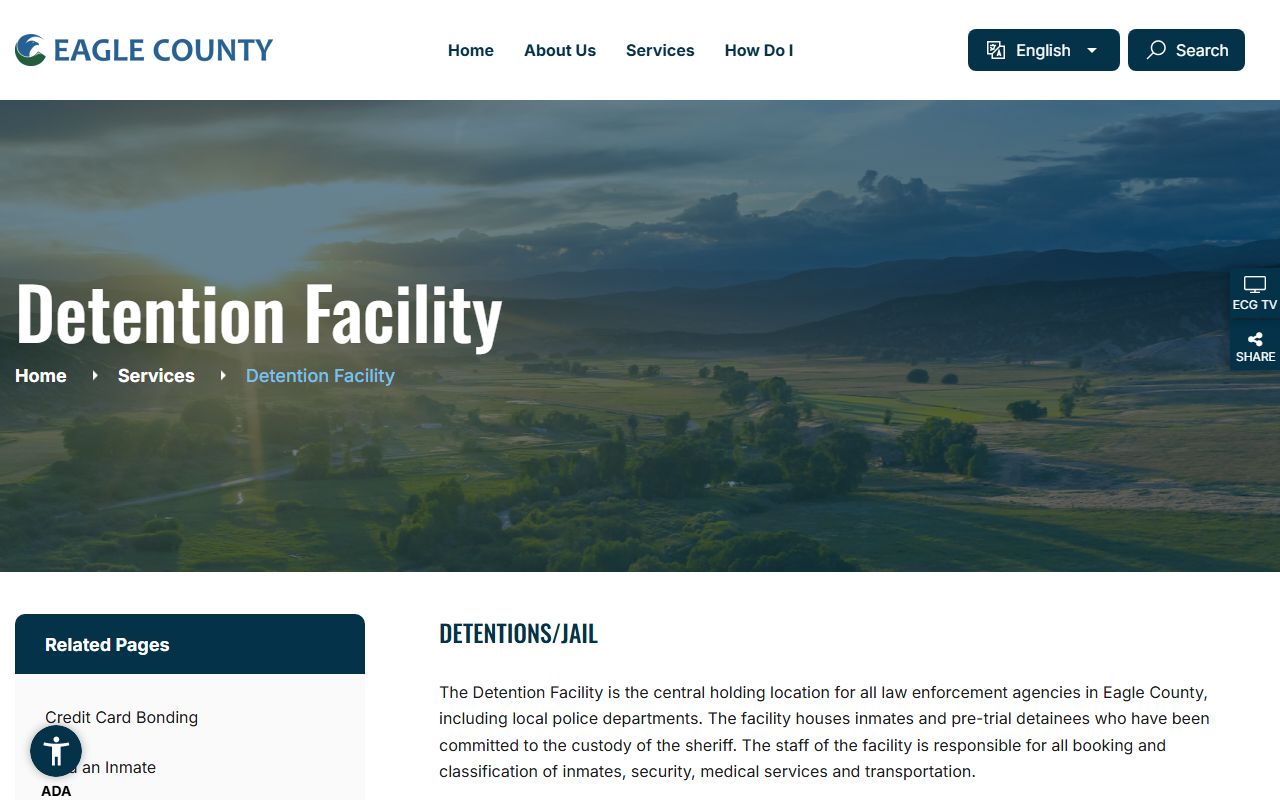 Eagle County Detention Facility inmate lookup and jail services page